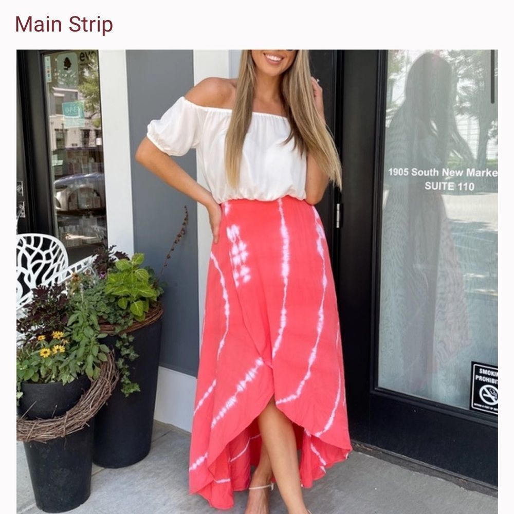 Main Strip, size small, coral tie dye high/low dress